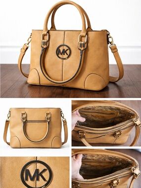 Tan Structured Satchel Bag | Crossbody + Top Handle